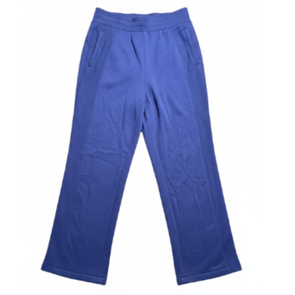 Freely Women's Sweatpants Wide Leg Diagonal Ribbed Texture Pocket Navy Small NEW